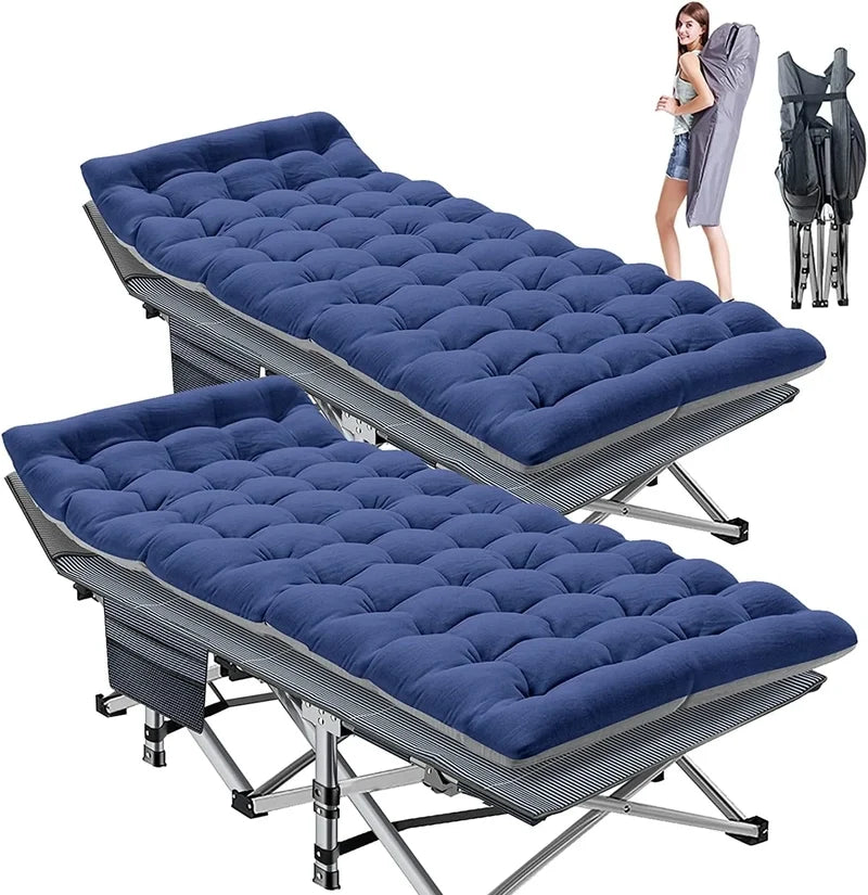Slsy 2 Pack Folding Bed Cot With 3.3 In. 2 Sided Mattress, 75 In. 28 In. Folding Camping Cots With Carry Bag, Portable Sleepi