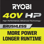 Ryobi 40V HP Brushless Whisper Series 190 MPH 730 CFM Cordless Battery Jet Fan Leaf Blower With 2 4.0 Ah Batteries And Charge