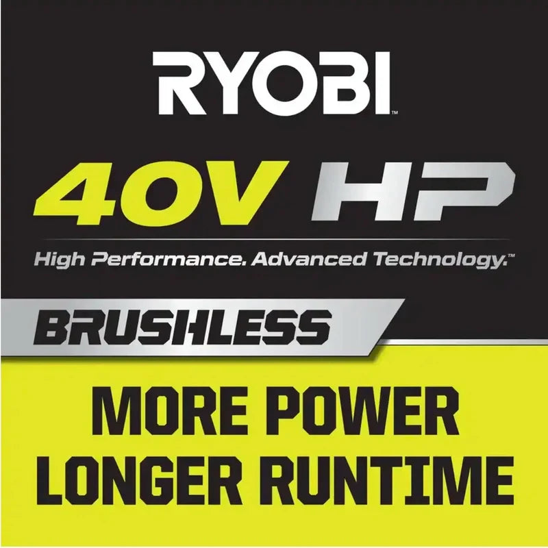 Ryobi 40V HP Brushless Whisper Series 190 MPH 730 CFM Cordless Battery Jet Fan Leaf Blower With 2 4.0 Ah Batteries And Charge