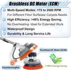 Commercial Floor Scrubber With Brushes And Pads, Heavy Duty Buffer And Cleaner For Tile And Grout