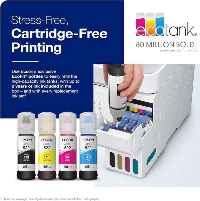 ET-4800 Wireless All-in-One Cartridge-Free Supertank Printer With Scanner, Copier, Fax, ADF And Ethernet, Ideal-For Your Home