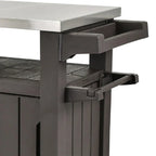 Keter Unity XL Outdoor Durable Kitchen Rolling Bar Cart With Storage Cabinet, Brown