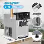 Garvee 2200W Commercial Ice Cream Machine, 3 Flavor Soft Serve Ice Cream Machine, 5.3-7.4 Gal/Hr, With LCD Touch Screen