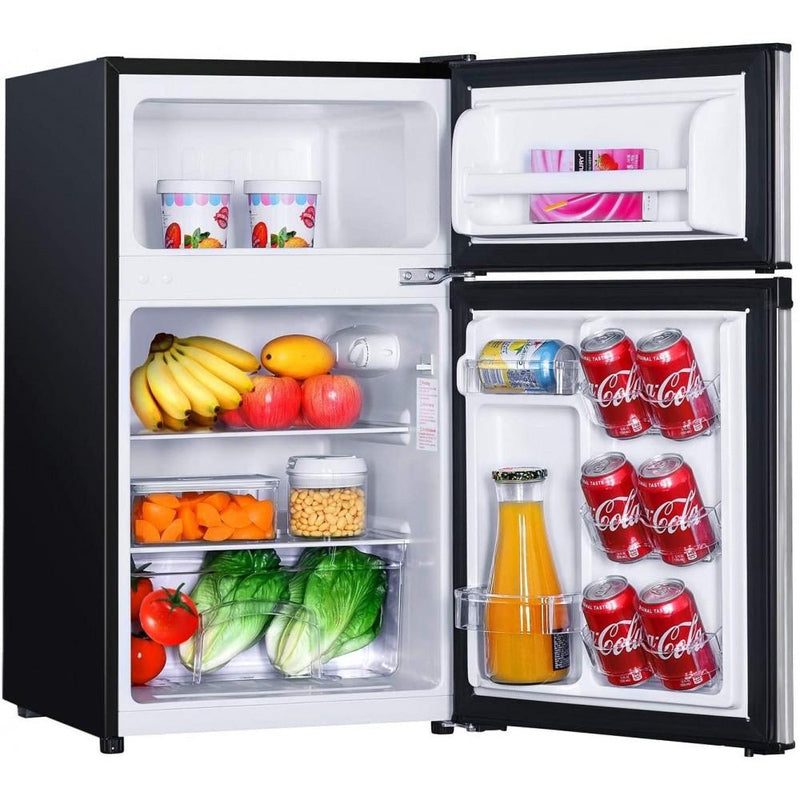 Mini Fridge With Freezer, 3.1 Cu. Ft. Small Refrigerator, LED Light, 2 Doors, For Bedroom And Office