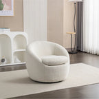 Swivel Barrel Chair, 360 Degree Rotation, Boucle Fabric