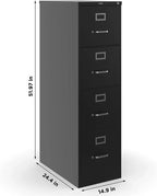 Staples 4-Drawer File Cabinet, Lockable, Black, 25 In.D x 15 In.W