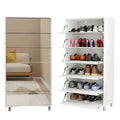 Mirror Shoe Cabinet With 6 Flip Drawers, Shoe Rack Organizer Store Ample Shoes,4 Metal Legs, Hand-Touch Flip-Out Door