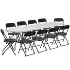 Ktaxon 6 Ft. White Folding Table And 10 Pack Folding Chairs Black, Plastic Table And Chair Set