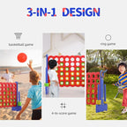 Unicoo 3-in-1 Giant 4 In. A Row Game, Featuring Basketball Hoop, Ring Toss Game And 4-to-Score Game. For Kids And Adults