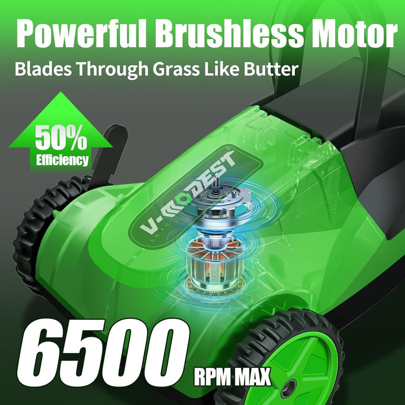 Cordless Lawn Mower, Electric Small Lawn Mower With 2 x 21V 4.0Ah Battery, Lightweight Mini Lawn Mower With Brushless Motor, 