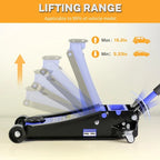4-Ton Floor Jack, Low Profile Car Jack, Heavy-Duty Trolley Jack Car Lift With Dual Pump Pistons, Lifting Range 4 In.-21 In.