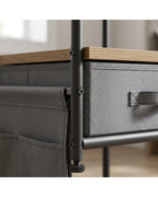 Hjvmn Fabric Drawer Side Sling Bedside Table Charcoal
