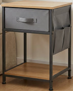 Hjvmn Fabric Drawer Side Sling Bedside Table Charcoal