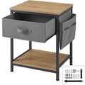 Hjvmn Fabric Drawer Side Sling Bedside Table Charcoal