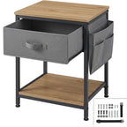 Hjvmn Fabric Drawer Side Sling Bedside Table Charcoal