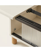 Hjvmn Ribbed Acrylic Sliding Door Bedside Cabinet Ivory