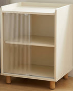 Hjvmn Ribbed Acrylic Sliding Door Bedside Cabinet Ivory