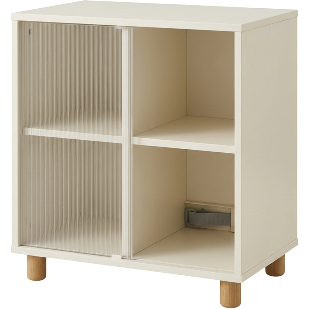Hjvmn Ribbed Acrylic Sliding Door Bedside Cabinet Ivory