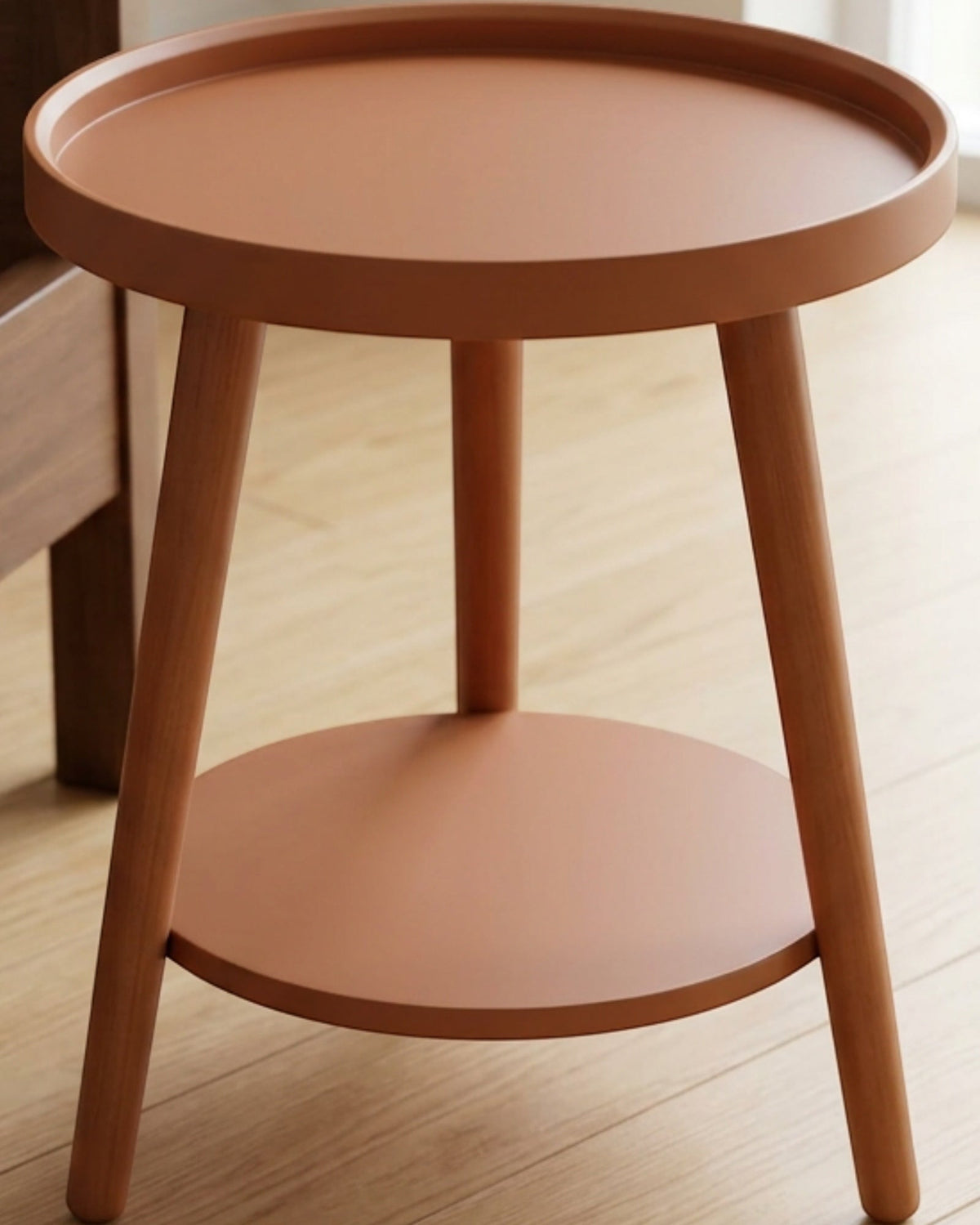 Hjvmn Round Three Leg Bedside Tray Table Warm Clay